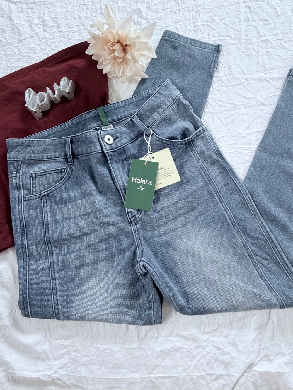HALARA Vintage Blue Mid Rise Skinny Jeans
